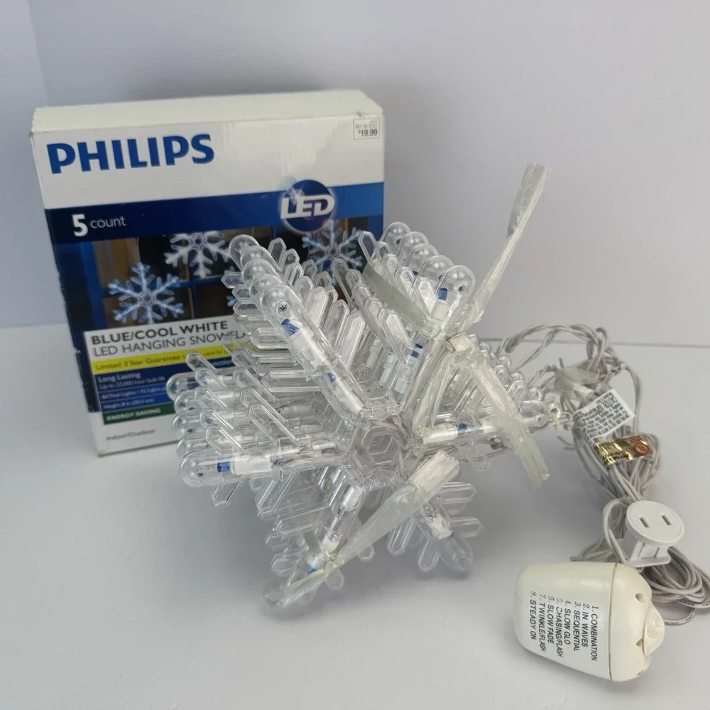 PHILIPS 2011 CHRISTMAS SNOWLAKES LED STRING LIGHT SHOW~TWINKLE FADING 8 FUNCTION